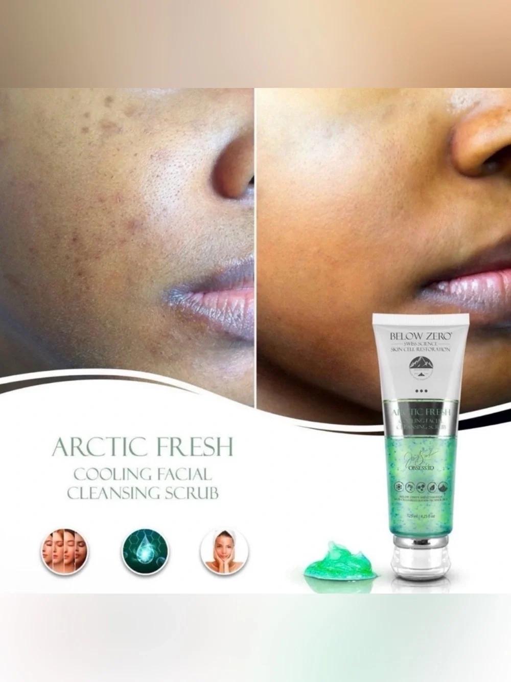 Below Zero Arctic Fresh Cooling Facial Cleansing Scrub ~ Retail $150